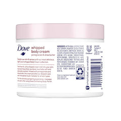 Dove whipped body cream shows a light as air texture for quick absorption