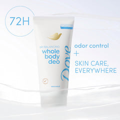 Dove Whole Body Deodorant Cream texture close-up highlighting creamy hydration.