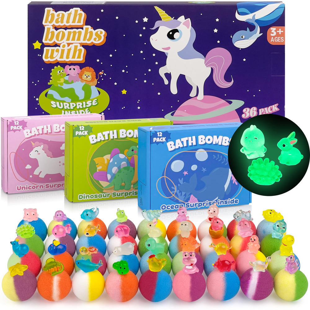 DOVIPE bath bombs with toy inside reveal a surprise during bath time.