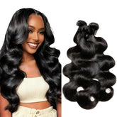 Dowstalgirl body wave bundle 16-inch close-up shows silky texture for natural daily wear.