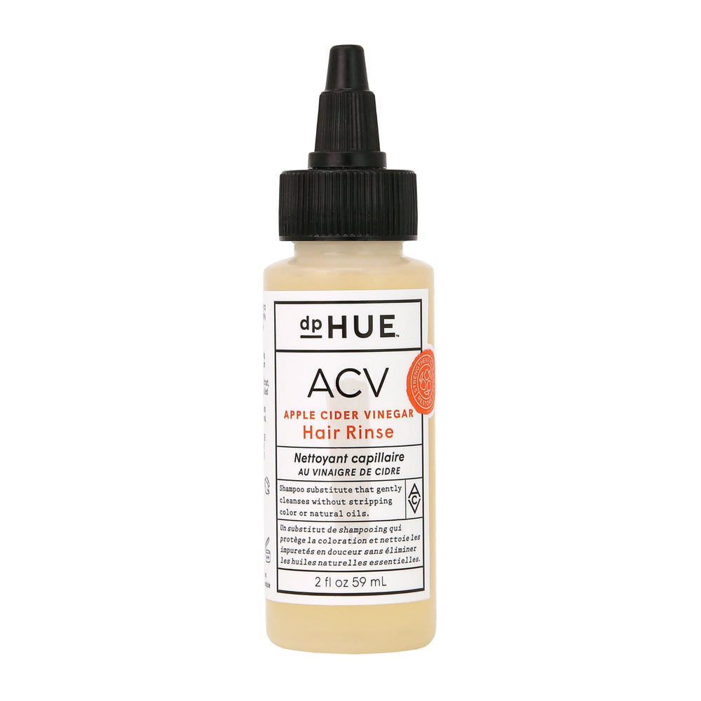 dpHUE Apple Cider Vinegar Hair Rinse bottle for color-safe cleansing and conditioning.