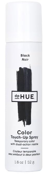 dpHUE color touch-up spray black bottle for fast root coverage.