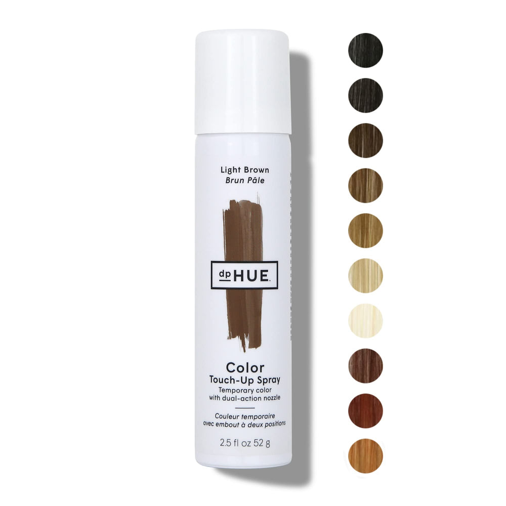 dpHUE Color Touch-Up Spray light brown bottle for quick root coverage and blending.
