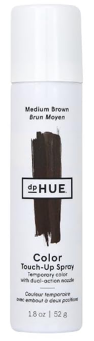 dpHUE Color Touch-Up Spray Medium Brown bottle for instant root coverage.