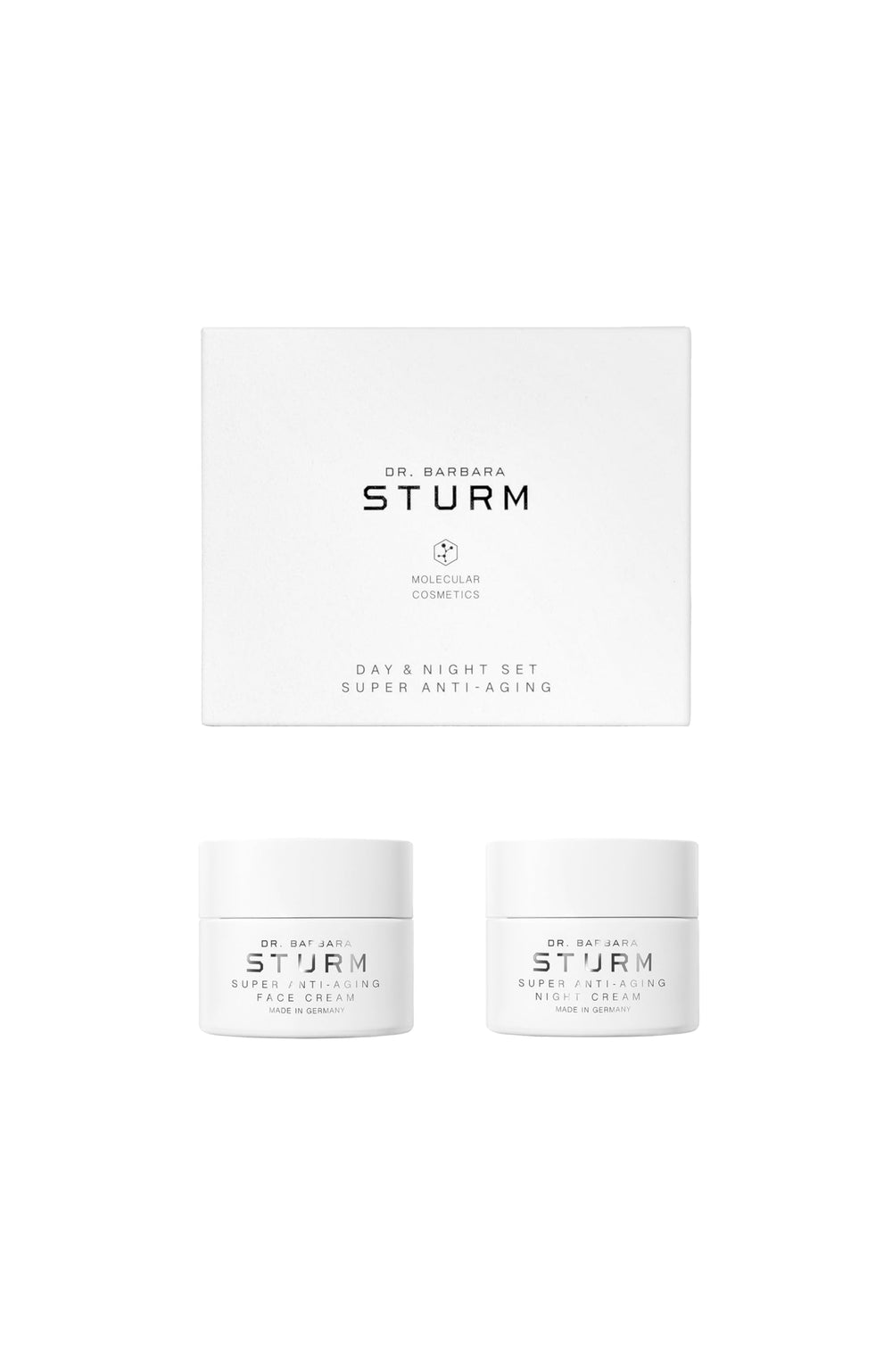 Dr. Barbara Sturm Super Anti-Aging Day & Night Gift Set packaging, premium gift presentation.