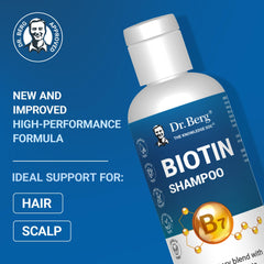 Dr. Berg Biotin Shampoo being poured to reveal a refreshing lather