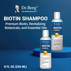 Dr. Berg Biotin Shampoo scalp application scene shows refreshing cleanse