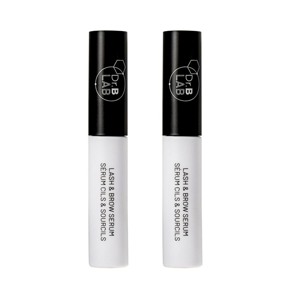 Dr. Brandt Lash & Brow Serum bottle with growth-supporting formula for lashes and brows.