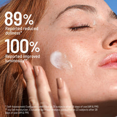 Face application of Dr. Brandt iD-STRESS during morning routine for hydrated glow.