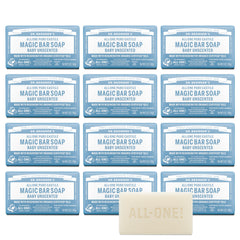 Dr. Bronner's Baby Unscented Magic Bar 12-pack for gentle daily cleansing.