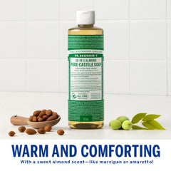 Dr. Bronner's fair-trade ingredients label on bottle.
