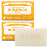 Dr. Bronner's Pure-Castile Citrus Magic Bar front view for versatile cleansing (face, body, hair)