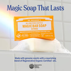 Dr. Bronner's Citrus Magic Bar lather forming rich foam for daily wash