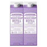 Dr. Bronner's Lavender Pure-Castile refill bottle, ideal for skin and home cleaning.