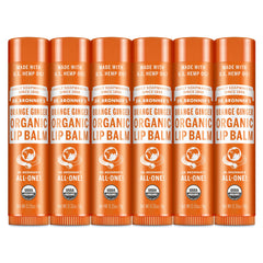 Dr. Bronner's organic lip balm orange ginger pack for long-lasting moisture.