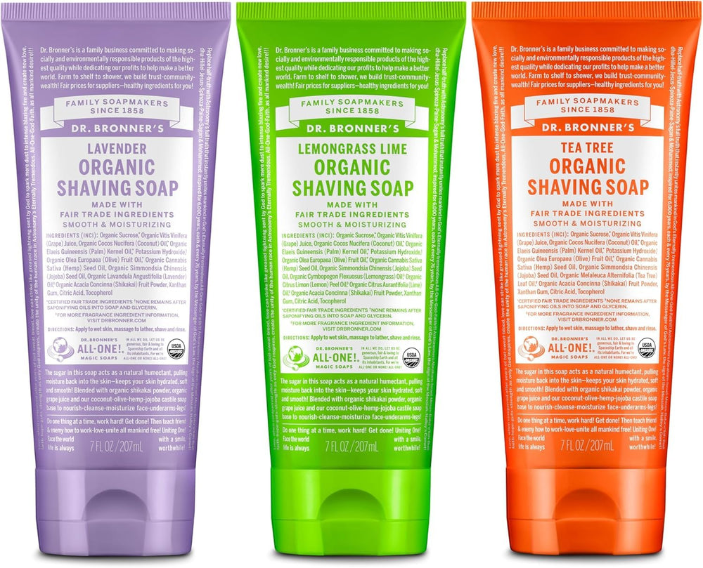 Dr. Bronner's Lavender shaving soap 7oz with rich lather for smooth shaving