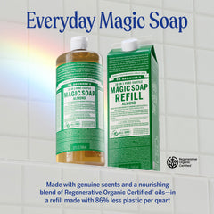 Ingredients highlight organic oils and fair trade sourcing in Dr. Bronner's Almond soap.