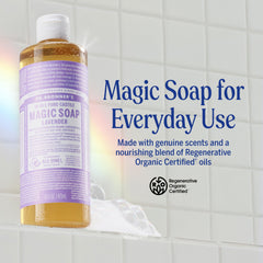 Dr. Bronner’s Lavender lather shows rich foam for skin and hair care