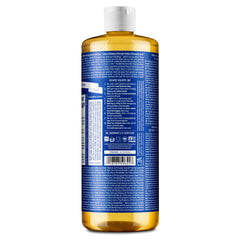 Dr. Bronner's Peppermint soap bottle being poured for versatile use.