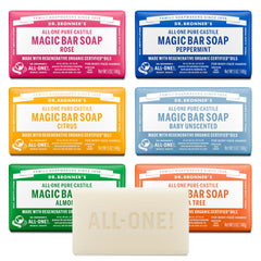 Dr. Bronner's Almond Bar for a gentle, nourishing cleanse