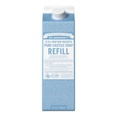 Dr. Bronner's Pure-Castile refill carton 32oz shows eco-friendly packaging and refill convenience.