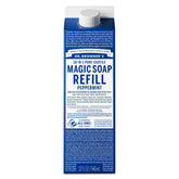 Dr. Bronner's Peppermint Pure-Castile refill bottle, 32oz, reduces plastic waste.