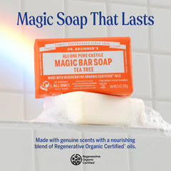 Creamy lather from Dr. Bronner's Tea Tree Bar Soap.