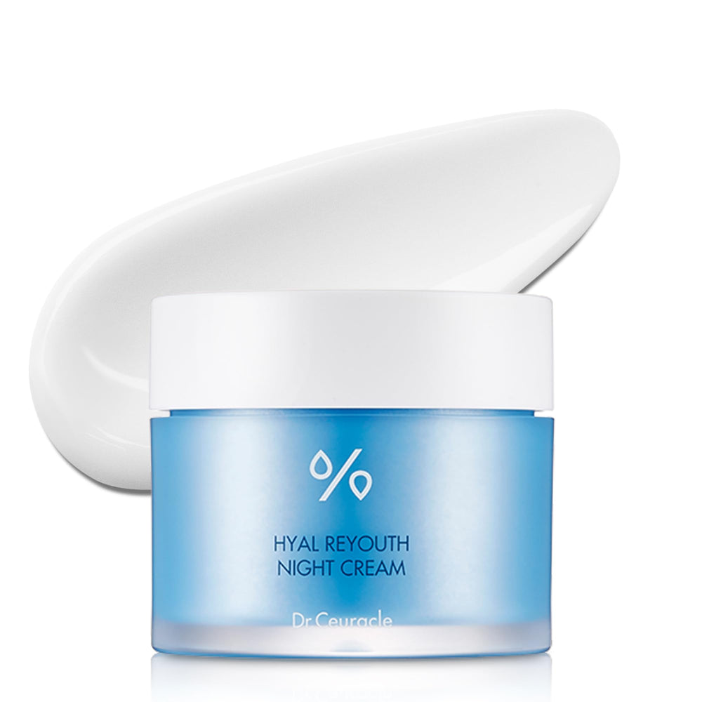 Dr. Ceuracle Hyal Reyouth Night Cream jar with whipped texture delivering overnight hydration.