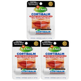 Dr. Dan's Cortibalm 3-pack front view highlighting compact, travel-ready lip balm.