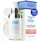 Dr. Denese HydroShield Ultra Serum bottle with pump for deep, long-lasting moisture.