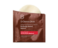 Dr Dennis Gross Advanced Retinol + Ferulic pack shot shows easy, pre-dosed treatment for radiant skin.
