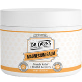 Dr. Doug's Magnesium Balm bottle on display for non-greasy hydration.