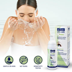 Dr. Fischer Eyelid Cleanser applies gently to eyelids in action.