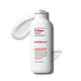 DR.FORHAIR Folligen Shampoo bottle closeup showcases a clarifying formula for a fresher scalp.