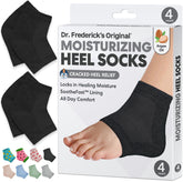 Dr. Frederick's Original moisturizing heel socks with gel lining provide deep hydration overnight.