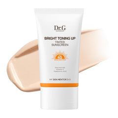 Dr. G Bright Toning Up Tinted Sunscreen bottle shown for daily sun protection