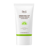 Dr. G Green Mild Up Defense bottle closeup showing lightweight mineral sunscreen