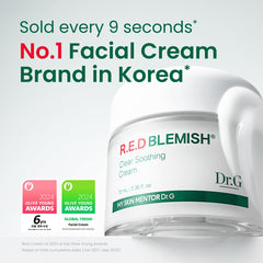 Dr. G Red Blemish Clear hydration bottle highlighting long-lasting moisture for a refreshed complexion.