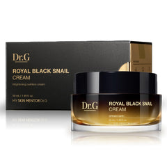 Dr.G Royal Black Snail Cream bottle on vanity showing hydration