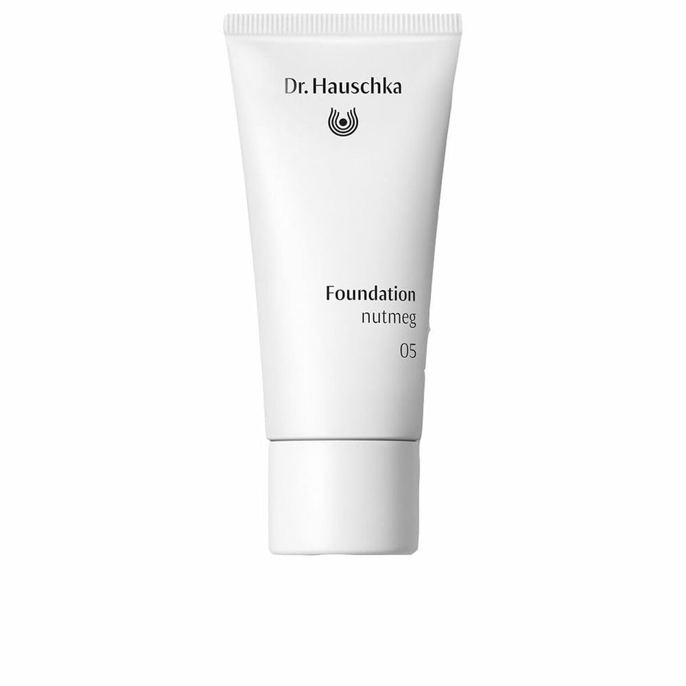 Dr. Hauschka Nutmeg 05 Foundation bottle close-up for natural-looking coverage and radiant skin.