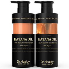 Dr. Healdy Batana Oil Shampoo bottle front for thicker-looking hair.