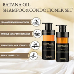 Dr Healdy Batana Oil Conditioner bottle highlighting hydration for fuller strands