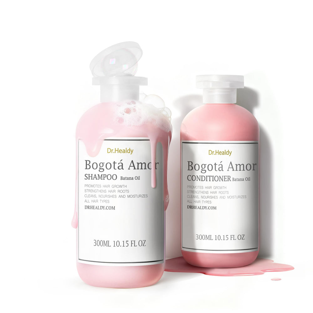 Dr. Healdy moisturizing shampoo bottle with pink rose scent delivering daily hydration.