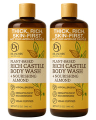 DR.JACOBS NATURALS almond castile soap bottle with nourishing oils for dry skin.