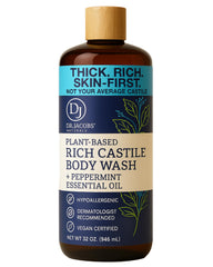 DR.JACOBS NATURALS peppermint castile bottle for gentle daily cleansing.