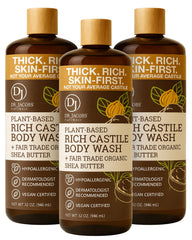 Dr. Jacobs Naturals Pure Castile Soap bottle for gentle cleansing on dry skin.