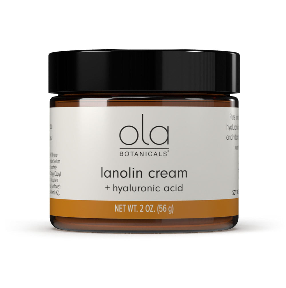 Dr. Mercola Ola Lanolin Cream jar shows rich hydration for skin.