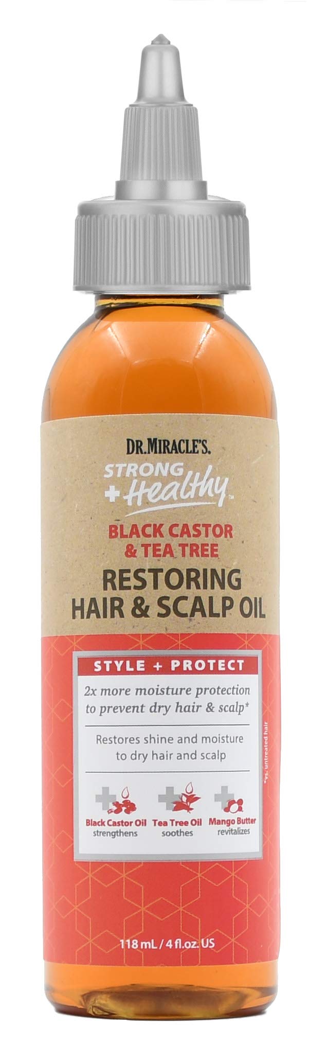 Dr. Miracle's Restoring Oil bottle pour with black castor for scalp nourishment