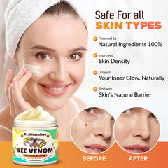 Dr. Miraculous bee venom cream texture swatch shows smooth, rich application.