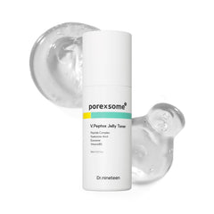 Dr.nineteen V.Peptox Jelly Toner bottle pour shows pore care and hydration benefits